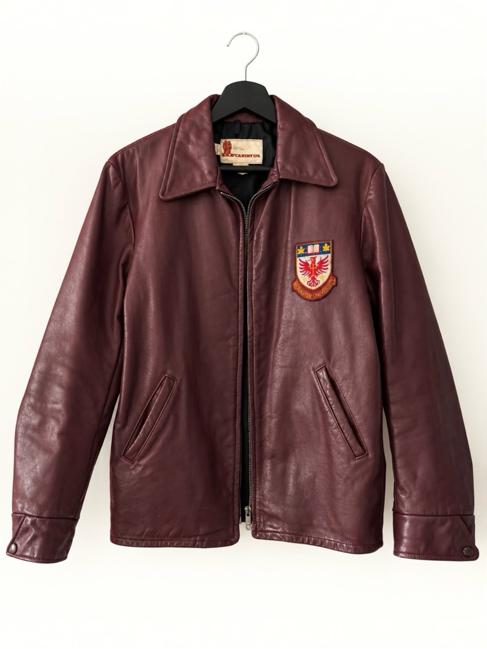 Vintage McMaster University Burgundy Leather Jacket Women’s M Crest Alumni